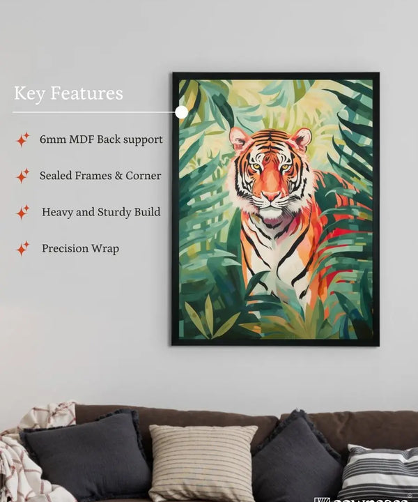 Sowpeace Harmony: Find Your Handcrafted Abstract Tiger – Premium Indian-Inspired Canvas Art for Stylish Home Interiors — image 6