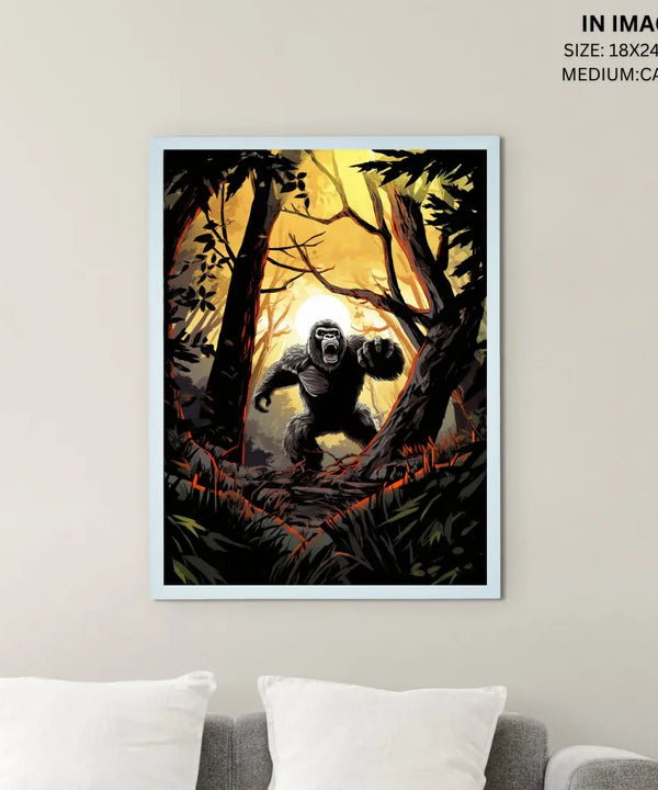 Sowpeace Harmony: Find Your Handcrafted Abstract Gorilla – Premium Indian-Inspired Canvas Art for Modern and Stylish Interiors — image 5