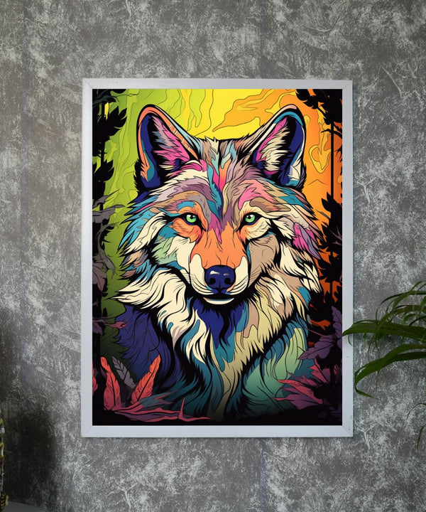 Sowpeace Harmony: Find Your Handcrafted Abstract Wolf – Premium Indian-Inspired Canvas Art for Contemporary Home Decoration — main view