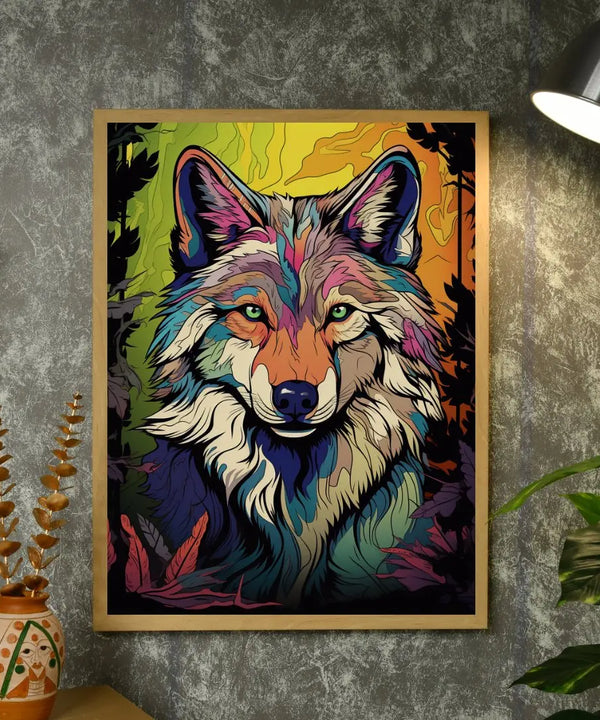 Sowpeace Harmony: Find Your Handcrafted Abstract Wolf – Premium Indian-Inspired Canvas Art for Contemporary Home Decoration — image 4