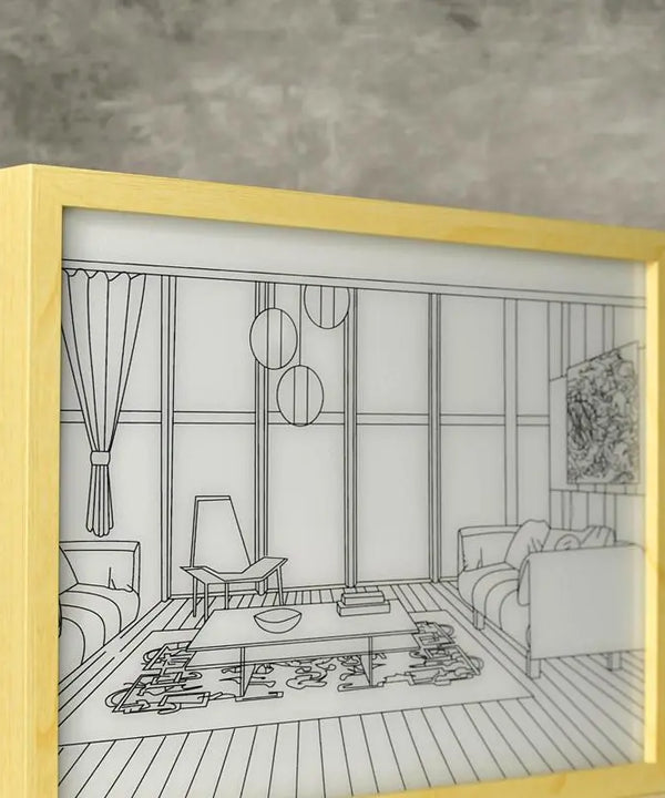 Sowpeace Illuminated Hall Room Frame – LED Landscape Photo Frame with Sofas, Carpet & Balcony for Chic Home Decor — image 2