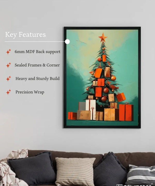 Sowpeace Joy: Handcrafted Tree of Hope Canvas Print – Premium Indian-Inspired Art for Elegant Holiday Decor — image 6