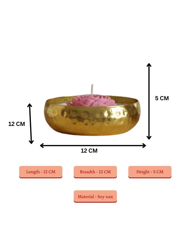 Sowpeace Large Soywax Candle in Metal Pot – Red Rose & Petal Design, Hand-Poured, Unscented — image 3