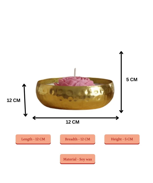 Sowpeace Large Soywax Candle in Metal Pot – Red Rose & Petal Design, Hand-Poured, Unscented — image 3