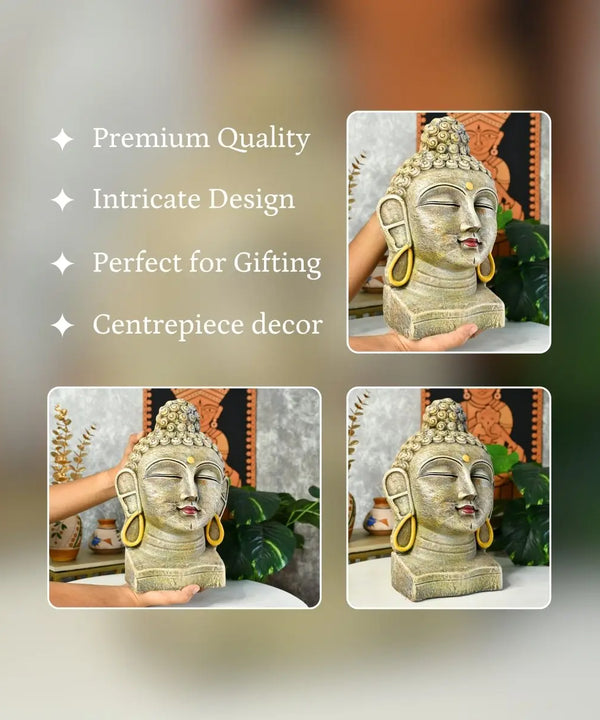 Sowpeace Large Terracotta Buddha Head: Artisan Tabletop Decor — image 3