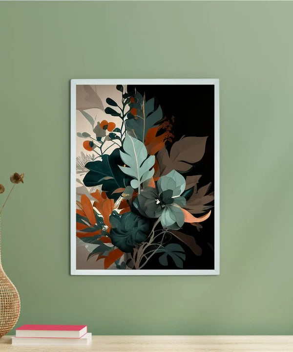 Sowpeace's Handcrafted Botanical Abstract Wall Art – Sea Green & Earth Black, Premium Indian-Inspired Decor — main view