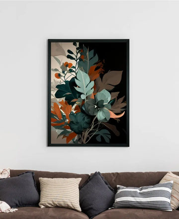 Sowpeace's Handcrafted Botanical Abstract Wall Art – Sea Green & Earth Black, Premium Indian-Inspired Decor — alternate view