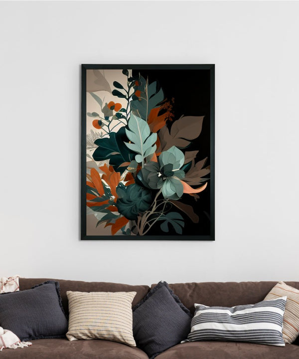 Sowpeace's Handcrafted Botanical Abstract Wall Art – Sea Green & Earth Black, Premium Indian-Inspired Decor — image 2