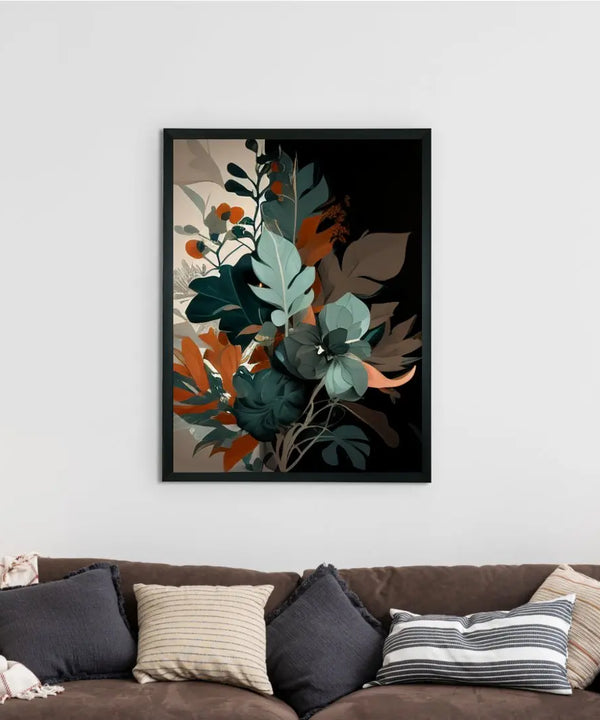 Sowpeace's Handcrafted Botanical Abstract Wall Art – Sea Green & Earth Black, Premium Indian-Inspired Decor — image 2