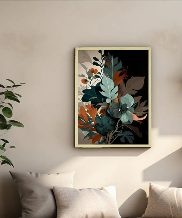 Sowpeace's Handcrafted Botanical Abstract Wall Art – Sea Green & Earth Black, Premium Indian-Inspired Decor — image 4