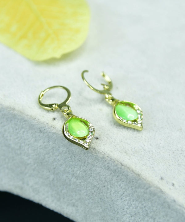 Sowpeace Lime Crystal Gold & Lime Stainless Steel Earrings | Elegant One‑Size Lightweight Jewelry for Women & Daily Wear — main view