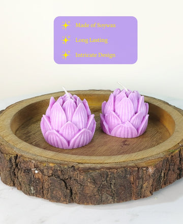 Sowpeace Lotus Petals Soywax Candle Set of 2 – Hand-Poured, Purple, Vegan & Unscented Décor — alternate view
