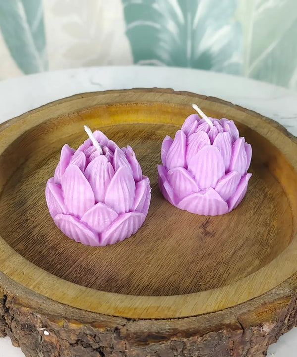 Sowpeace Lotus Petals Soywax Candle Set of 2 – Hand-Poured, Purple, Vegan & Unscented Décor — main view