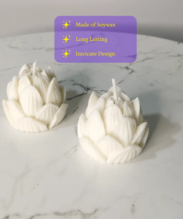 Sowpeace Lotus Petals Soywax Candle Set of 2 – Hand-Poured, White, Vegan & Unscented Décor — image 2