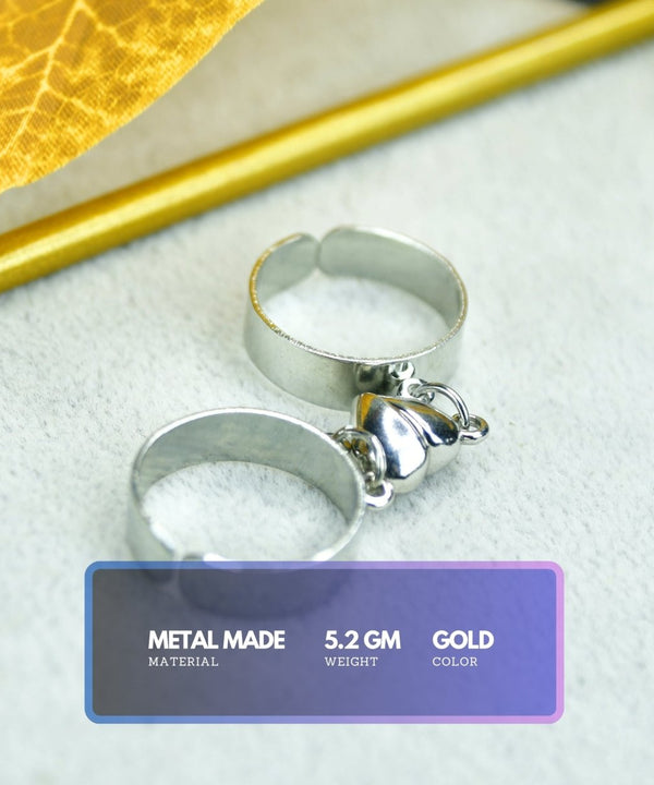 Sowpeace Metal Half Heart Magnetic Ring Stainless Steel | Romantic One‑Size Adjustable Couple Jewelry — image 3