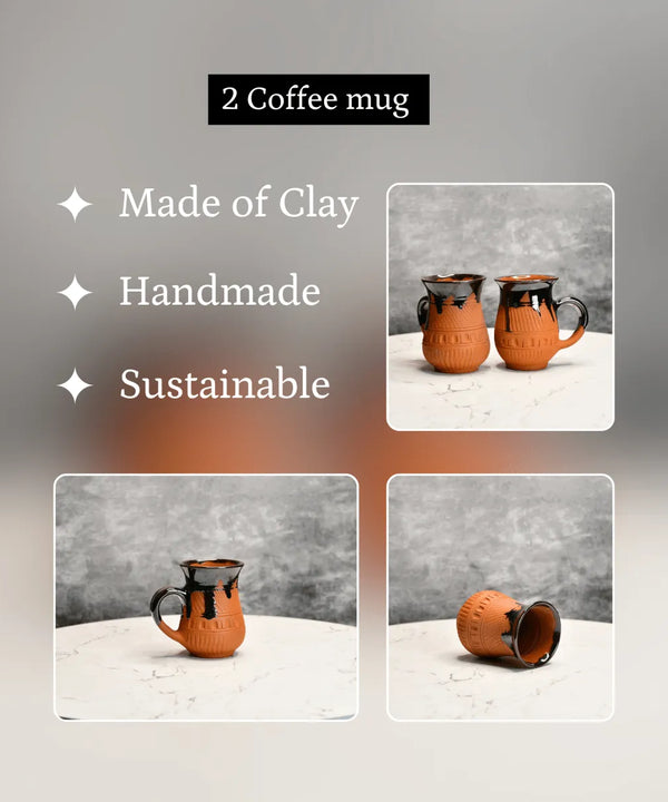 Sowpeace Mug in Coffee (Set of 2) | Handcrafted Terracotta Coffee & Tea Mugs for Gifting & Daily Use — image 4