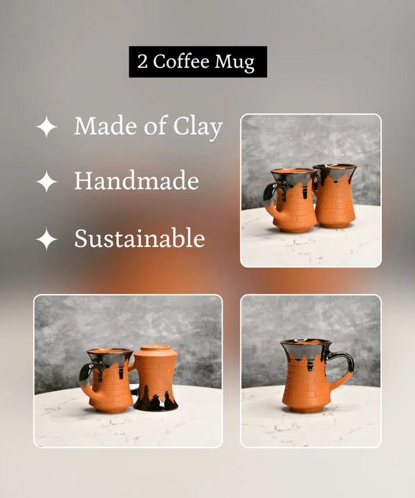 Sowpeace Mug of Smile (Set of 2) | Handcrafted Terracotta Coffee & Tea Mugs for Gifting & Daily Use — image 4
