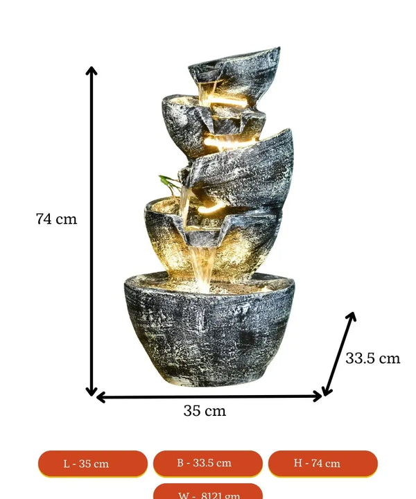 Sowpeace Multi-Bowl Stone Water Fountain – Cascading Waterfall Feature for Elegant Home Decor & Gifts — image 7