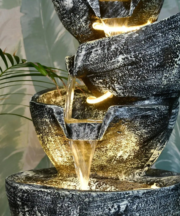 Sowpeace Multi-Bowl Stone Water Fountain – Cascading Waterfall Feature for Elegant Home Decor & Gifts — image 4