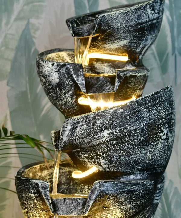 Sowpeace Multi-Bowl Stone Water Fountain – Cascading Waterfall Feature for Elegant Home Decor & Gifts — image 3
