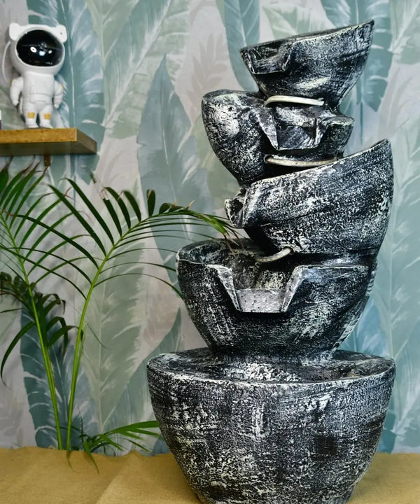 Sowpeace Multi-Bowl Stone Water Fountain – Cascading Waterfall Feature for Elegant Home Decor & Gifts — image 5