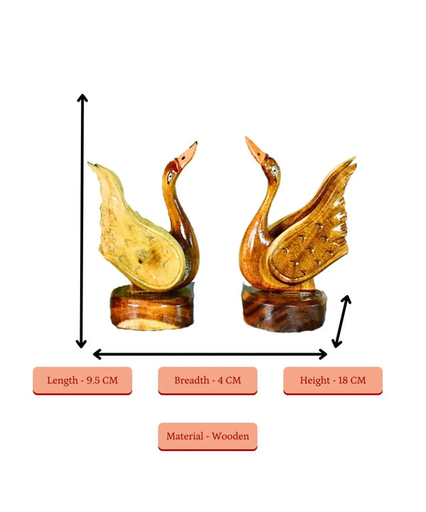 Sowpeace Pair of Wooden handcarved swan Artisan Home Decor — image 4