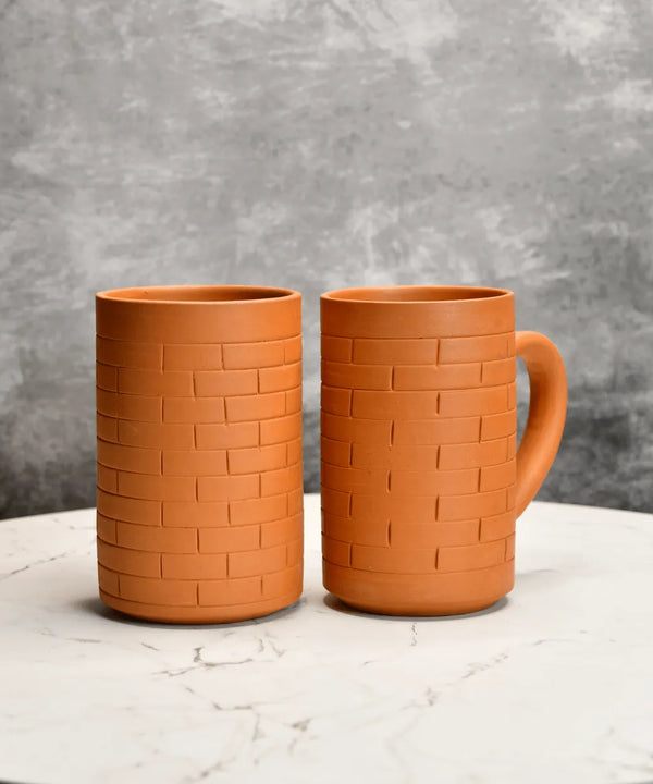 Sowpeace Premium 600ml Unglazed Large Terracotta Mugs (Set of 2) | Handcrafted Rustic Brown Drinkware for Coffee, Tea & Beer — main view