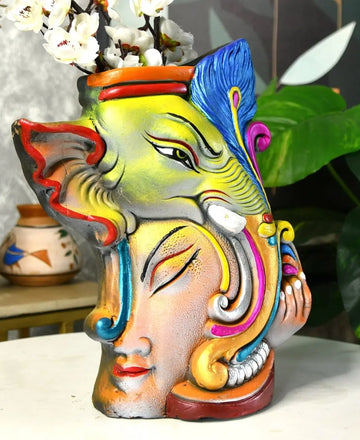 Sowpeace Premium Terracotta Abstract Flower Vase with Bright Colors — alternate view
