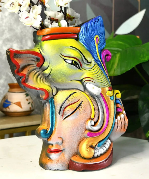 Sowpeace Premium Terracotta Abstract Flower Vase with Bright Colors — image 2