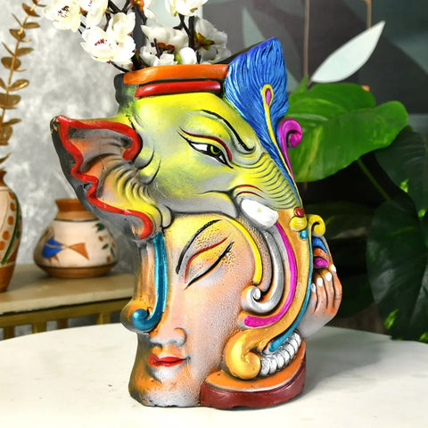 Sowpeace Premium Terracotta Abstract Flower Vase with Bright Colors
