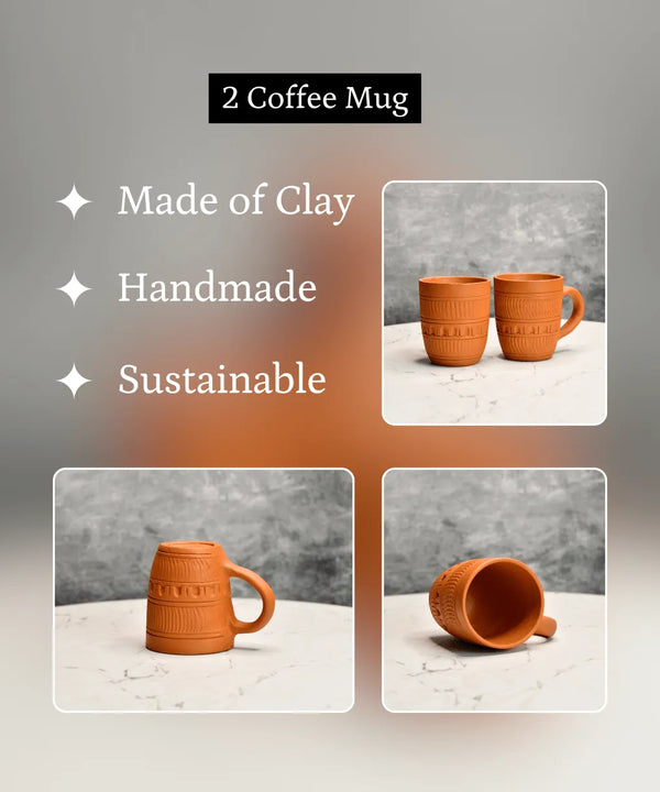 Sowpeace Premium Unglazed Terracotta Drink Mugs (Set of 2) | Handcrafted Rustic Brown Coffee & Tea Cups for Gifting & Daily Use — image 4