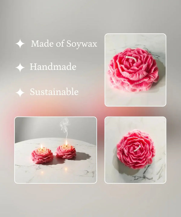 Sowpeace Red Rose Soywax Candle Set of 2 – Hand-Poured, Vegan, Unscented Decorative Gift — image 4