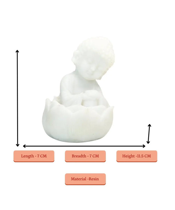 Sowpeace Resting Baby Monk | Elegant White Resin Spiritual Figurine for Peaceful Home Décor & Gifting — image 5