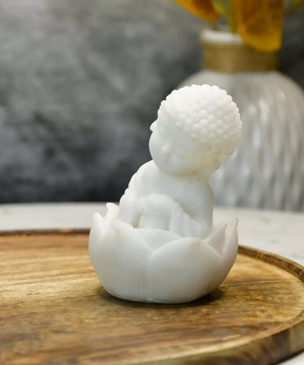 Sowpeace Resting Baby Monk | Elegant White Resin Spiritual Figurine for Peaceful Home Décor & Gifting — image 2