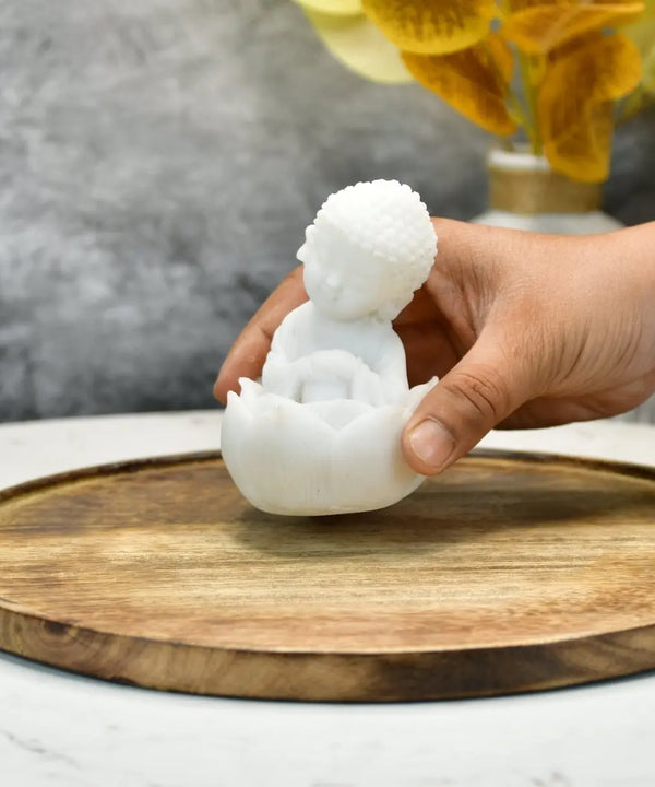 Sowpeace Resting Baby Monk | Elegant White Resin Spiritual Figurine for Peaceful Home Décor & Gifting — image 4