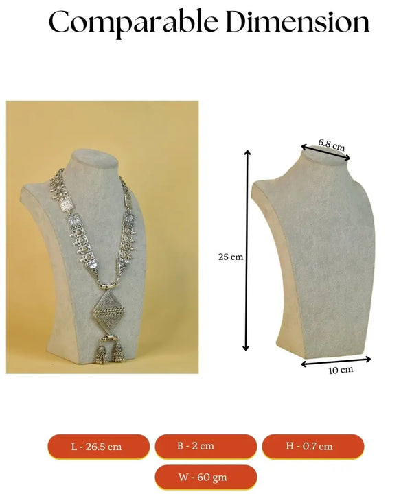 Sowpeace Rhombus Pendant Necklace: German Silver, Black & Dzi Beads — image 5