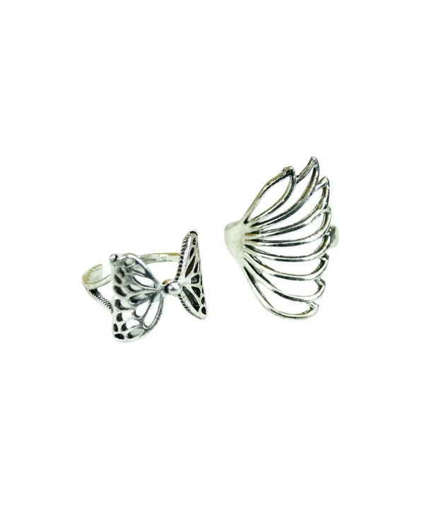 Sowpeace Rose Silver Butterfly Ring Set Stainless Steel | Elegant One‑Size Adjustable Jewelry for Women & Men — image 5