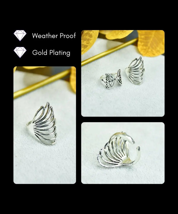 Sowpeace Rose Silver Butterfly Ring Set Stainless Steel | Elegant One‑Size Adjustable Jewelry for Women & Men — image 4