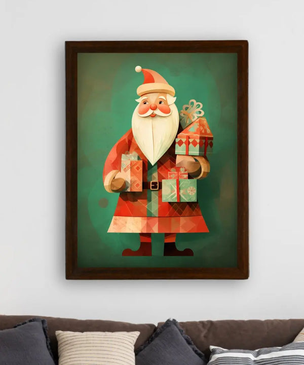 Sowpeace Santa: Premium Ho-Ho-Holiday Bliss Canvas – Handcrafted Indian-Inspired Wall Art for Festive Home Decoration — image 3