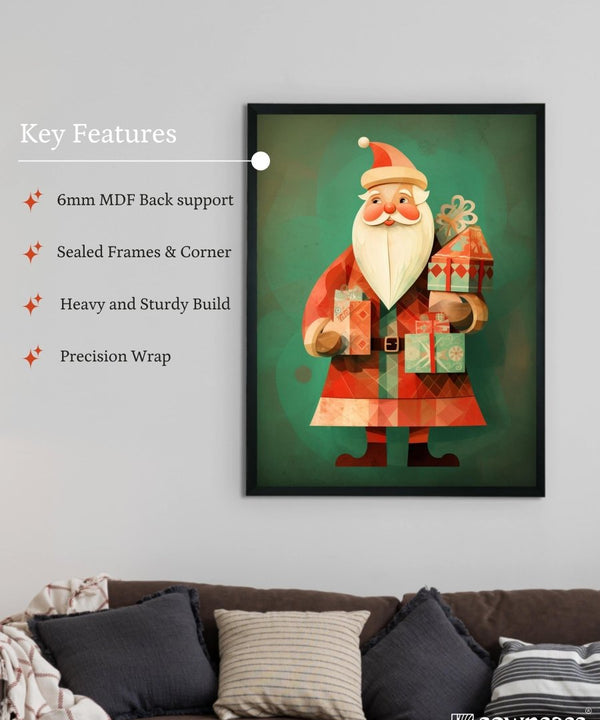 Sowpeace Santa: Premium Ho-Ho-Holiday Bliss Canvas – Handcrafted Indian-Inspired Wall Art for Festive Home Decoration — image 6