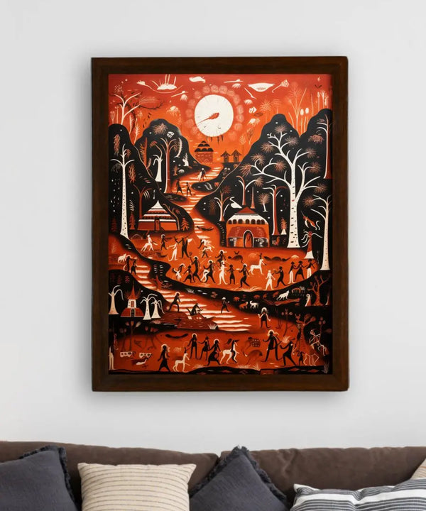 Sowpeace Serenity: Handcrafted Peaceful Mountain Wall Art – Premium Indian-Inspired Canvas Print for Modern Home Decor — image 3