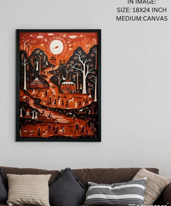 Sowpeace Serenity: Handcrafted Peaceful Mountain Wall Art – Premium Indian-Inspired Canvas Print for Modern Home Decor — image 5