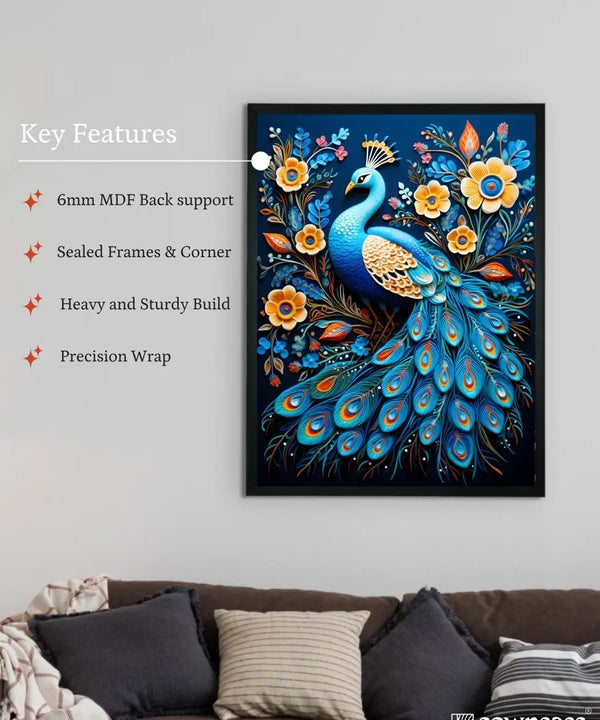 Sowpeace Serenity: Handcrafted Peacock Blooms Tranquility – Premium Canvas Art for Elegant and Peaceful Home Decor — image 6