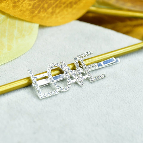 Sowpeace Silver Crystal Love Hairpin Stainless Steel | Elegant One‑Size Romantic Hair Accessory for Women