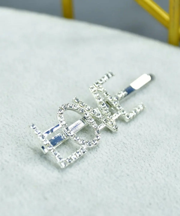 Sowpeace Silver Crystal Love Hairpin Stainless Steel | Elegant One‑Size Romantic Hair Accessory for Women — main view