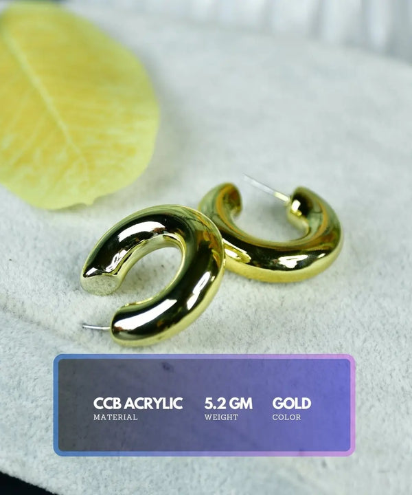 Sowpeace Small 3/4 Round Golden CCB Earrings | Lightweight One‑Size Stylish Jewelry for Women & Daily Wear — image 3