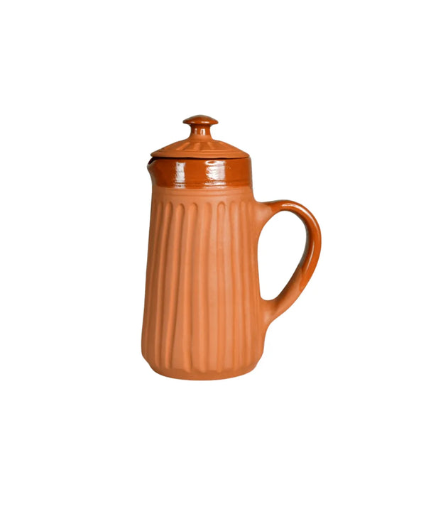 Sowpeace Small Terracotta Ceramic Pitcher with Lid – Handcrafted Mini Water Jug for Rustic Kitchen & Table Décor – 1000ml — image 6