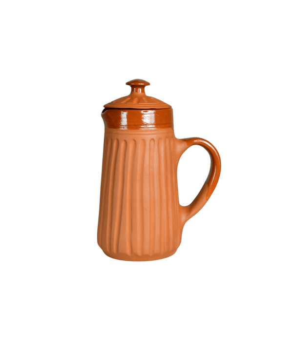 Sowpeace Small Terracotta Ceramic Pitcher with Lid – Handcrafted Mini Water Jug for Rustic Kitchen & Table Décor – 1000ml — image 6