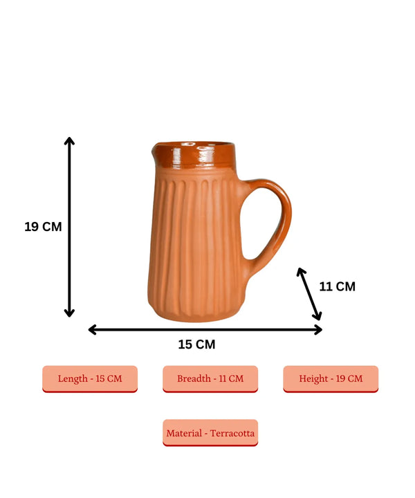 Sowpeace Small Terracotta Ceramic Pitcher with Lid – Handcrafted Mini Water Jug for Rustic Kitchen & Table Décor – 1000ml — image 5