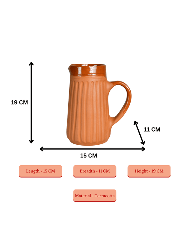 Sowpeace Small Terracotta Ceramic Pitcher with Lid – Handcrafted Mini Water Jug for Rustic Kitchen & Table Décor – 1000ml — image 5